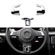 For Volkswagen VW Golf 6 MK6 Polo Jetta MK5 Polo 6R Bora Steering Wheel Trim Chome Sticker Cover Car