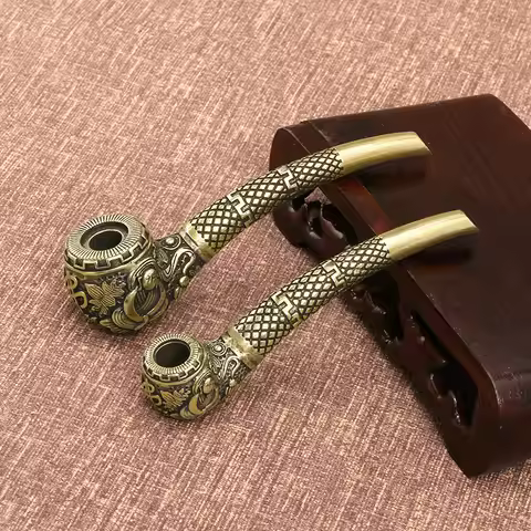 Portable Bronze Pure Copper Filter Tobacco Pipe Smoking Pipes Safe With Pipe Stand Cleaning Tools Gi