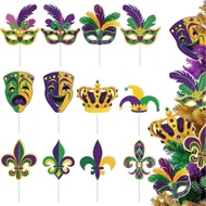 Set Hiasan Pokok Mardi Gras, 12 Keping Hiasan Topeng Karnival Besar untuk Dipasang pada Pokok, Hiasa