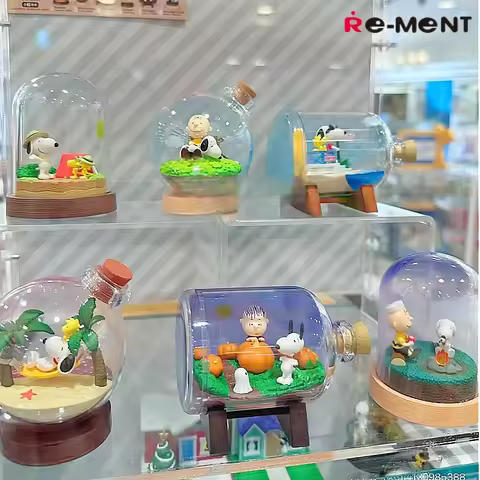 Re Ment Peanuts Snoopy Time Terrarium Blind Box Mini Micro Landscape Model Ornament Desktop Display 