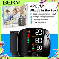 BERM Voice Prompt Digital Blood Pressure Monitor Rechargeable With Big LCD Screen Wrist Style For Ac