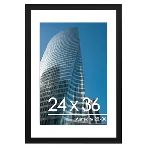 Poster Frame Display Pictures 20 x 30 with Mat or 24 x 36 Without Mat Poster Frames 24 x 36 Inch for