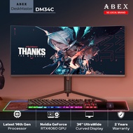 ABEX DM34C / All In One Gaming PC / 34" UltraWide Curved Display / i5-14400 / RTX 4060 / 64GB RAM / 