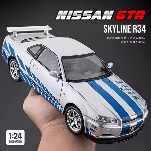 1/24 Nissan Skyline GTR R34 JDM FDJ 35GT-RR Silvia S15 LBWK Racing Car Diecast Metal Rally Miniature