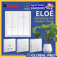 LEGRAND ELOE White Series Switch Socket Big Rocker Glossy Finish Suis Socket Rumah Doorbell/TV Socke