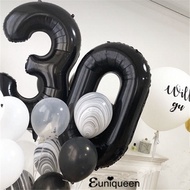 30" Black Theme Party Black Number Balloon Foil Balloons 1 2 3 4 5 6 7 8 9 0 Digital Foil Balloon Bi