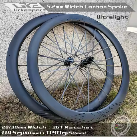 700c Ultralight 1145g 5.2mm Carbon Spoke Wheels Normal / Ceramic Bearing Urke C200 Ratchet UCI 40 / 