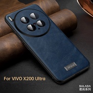 For Vivo X200 Ultra X200Ultra Case Luxury PU Leather Camera Lens Protector PC Hard Phone Cover Casin
