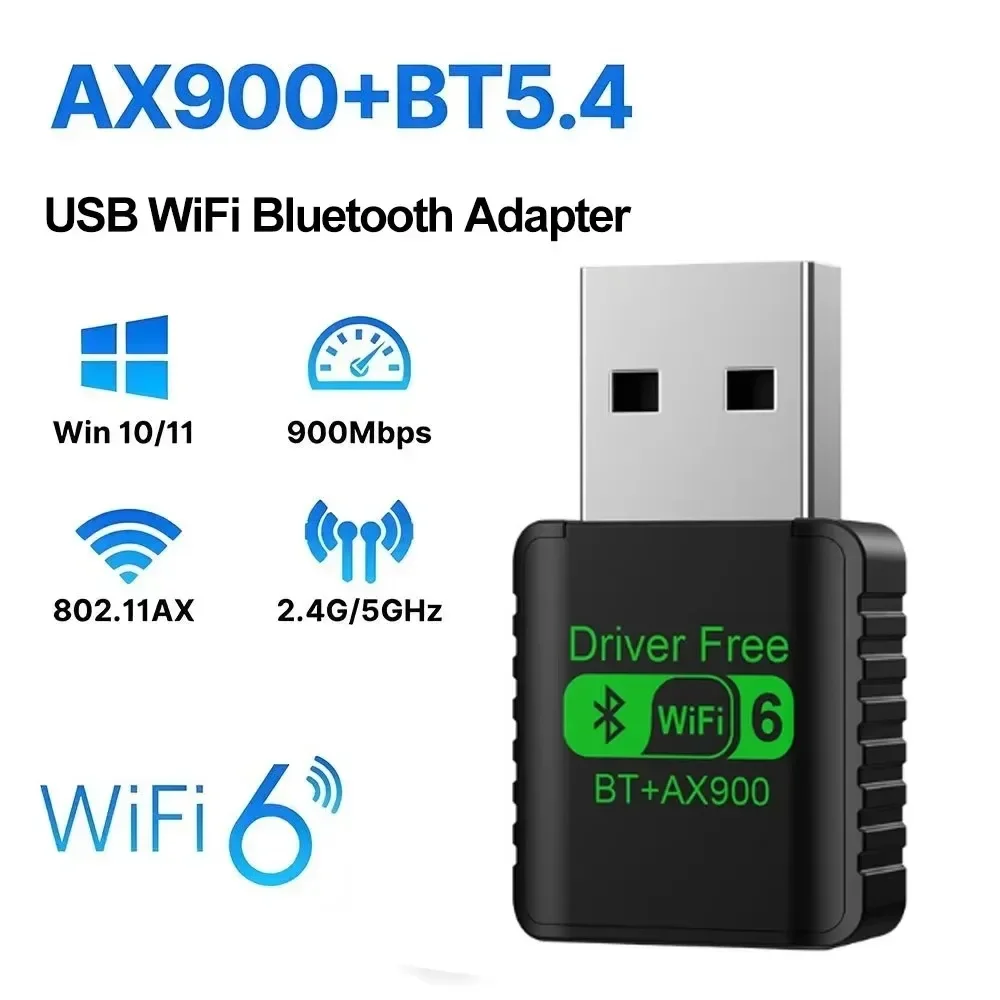 Wifi 6 Mini USB Dongle Network Card BT 5.4 Receiver Dongle AX900 For Win 10/11 PC Dual Band 2.4G/5Gh