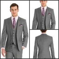 Men Gray 3Pcs Suit Wedding Suit Groom Tuxedos Formal Suit Custom Made