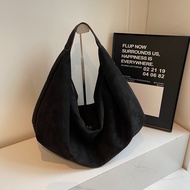 Women Suede Hobo Bag with Zipper Shoulder Bag Slouchy Underarm Bag Large Capacity for Work Travel