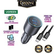 UGREEN 130W Car Charger 3 Ports PD 100W 30W SCP 22.5W Fast Charge USB-C QC 4.0 iPhone 17 Pro Macbook
