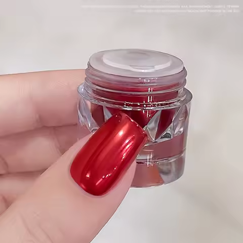 1Bottle New Year Red Metallic Mirror Nail Powder DIY Christmas Manicure Holographic 0.3g Super-Brigh