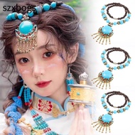 SZXBOGS Bohemian Necklace, Alloy Vintage Bohemian Pendant Necklace,  Jewellery Gifts Turquoise Long 