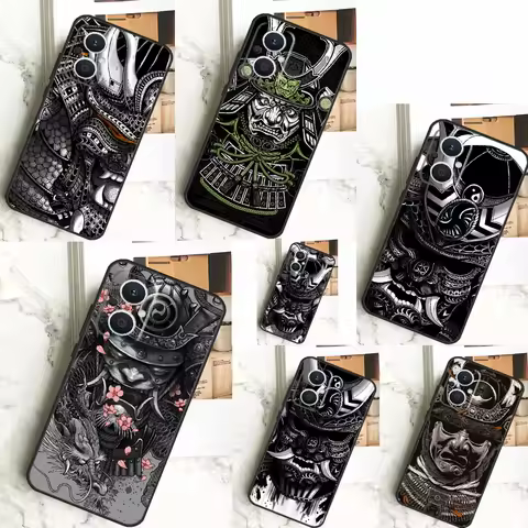 Samurai Japanese Warrior Mask Helmet Case For OPPO Reno 10 Pro 11 F 4 6 7 8 5 Lite 4Z 5Z 8T OPPO Fin