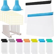 TMKEFFC Protein Powder Travel Container, 24Pcs Reusable Protein Powder Bags for Travel, Include 14 S