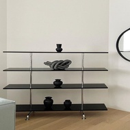 Modern Bauhaus rack black three-layer wall side rack display magazine rack stainless steel shelf ret