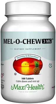 Maxi Health Chewable Melatonin, Kosher Berry Flavor, 3mg Melatonin for Adults or Teens, Natural Aid 