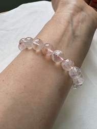 粉雪花幽靈 芬達橙幽靈水晶手鏈手串 9mm Pink and Fanta Orange Snowflake Phantom Quartz Bracelet,bracelets, ring,rings,