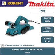 Makita Wood Planer, Planing Width 110mm, Planing Depth 2mm, 840W, 16000rpm, 4.1kg 1911B