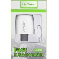 Alibaba Travel Charger Ali-3577 2.4A Dual Port USB Cable For iOs/5s/5g