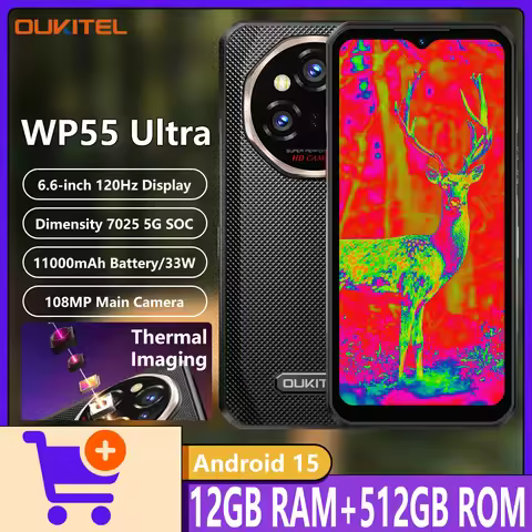 OUKITEL WP55 Ultra 5G Rugged Phone Android 15 Thermal Imaging Dimensity 7025 12GB+512GB 11000mAh 108