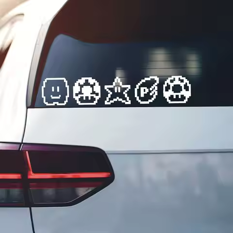 Diverting Cartoon Pixel Sticker for Car Window Anime Notebook Sticker Decoration External Accessorie