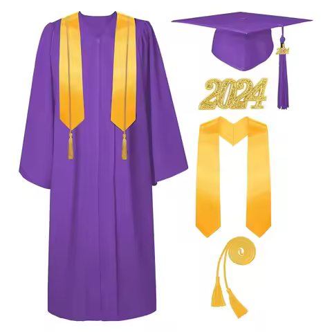 Campus bachelor suit Graduation Cap And Gown 2024 Set With Tassel Honor Cord Graduation Stoles For H