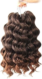 Niseyo NU Ocean Wave Crochet Hair 6 Inch 8 Packs Soft Deep Twist Crochet Braids Synthetic Wavy Braiding Hair Extensions (T30 Ombre Light Brown)