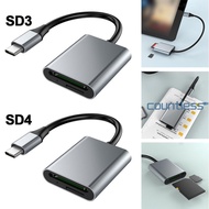 2-in-1 SD3.0/SD4.0+TF Card Reader 5Gbps USB C Memory Card Reader Read 2 Cards Simultaneously Card Reader Adapter for iPhone iPad [countless.sg]