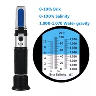 พร้อมส่ง 3in1 เครื่องวัดความเค็ม Salinity Refractometer 0-100 PPT 0-10% Brix 0-10% Water gravity met