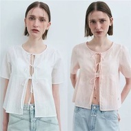 韓國🇰🇷正品代購MARITHE FRANCOIS GIRBAUD 2025夏新款絲帶系圓領襯衫