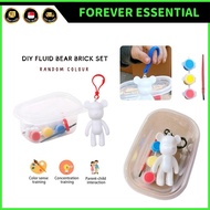(FOREVER ESSENTIAL) DIY Fluid Bear Brick Painting Keychain Set Party Gift Children Reward Toys Art a