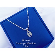 S925 Silver Plated Platinum "Pendant Necklace Set" (Set Rantai Leher+Loket) 925銀鍍鉑鑲鋯鏈墜項鏈組 PFS-094