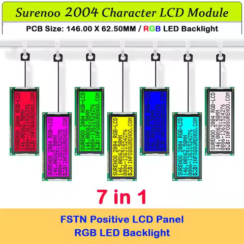 Surenoo 146.0X62.5MM 204 20X4 2004 FSTN Positive Character LCD Module Display Screen LCM Panel with 