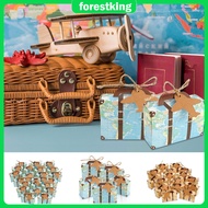 50 Pcs/100 Pcs Vintage Party Favor Candy Box Mini Suitcase Favor Box with Aircraft Tags Reusable Par