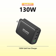 Awei PD19 130W 100w GaN Wall Charger 4 Ports QC Fast Charger Type C 100W USB 30W with US plug safe T