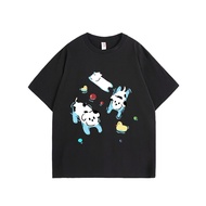 Terlaris Kaos T - shirt Hitam, Motif Anjing Main Air & Bebek Kuning, Gaya Comel