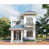 8x13m Drawing of 2-storey House Design with Japanese Roof Everyone Dreams. Print A3 Paper, 3D color 