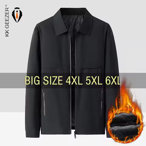Men Jacket Coats Flannel Lapel Oversize 4XL 5XL 6XL Plus Size Windbreaker Business Spring Autumn Poc
