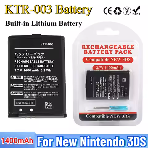 KTR-003 Host Battery KTR003 Rechargeable 3.7V 1400mAh Lithium Battery for Nintendo New 3DS N3DS Game