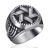 Men's Stainless Steel Ring Vintage Star of David Seal of Solomon Hexagram Star Symbol Silver Ring Si