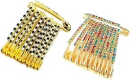 Green and Multistones Color Diamonds Designer Safety pin or Saree pin set - 24 Pcs