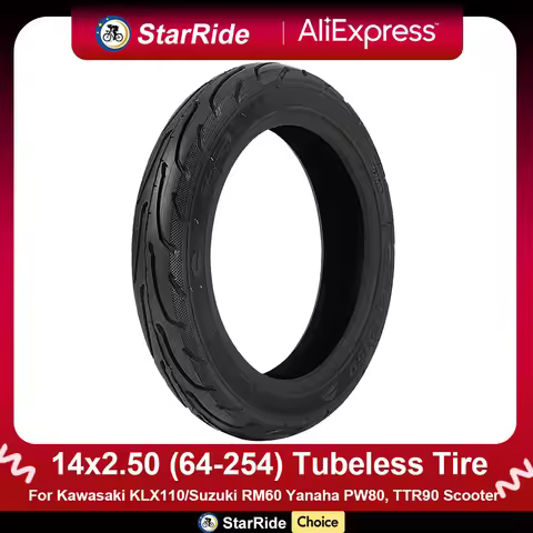 14x2.50(64-254) tubeless Scooter Tire 14 Inch Vacuum Tires for For Kawasaki KLX110/Suzuki RM60 Yanah