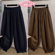 Women's Mid-length Pants with Soft Floral Pattern and Ruffles MQ0011 Korean Pants Extremely Soft Wom