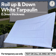 6x10ft White Tarpaulin Roll Up & Roll Down Waterproof Sunproof Trapal Lona Tolda Trapal TEMPORARY US