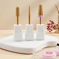 3Pcs Tapered Tungsten Carbide Nail Drill Bits UV Gel Polish Remover Milling Cutters Golden Tools