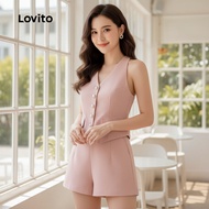 Lovito 女士优雅纯色开叉前上衣或下装 L132ED657