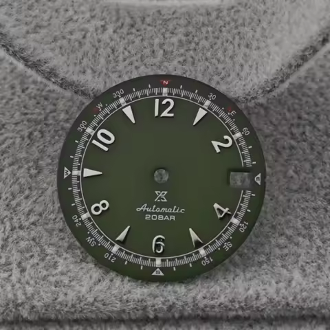 28.5mm Green Lume Hands Case Mod Parts Sterile Arabic Pilot Alpinist Dial For Seiko Prospex Land NH3