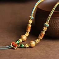 Tibetan Style Hand-woven Necklace Rope Thousand Miles Rivers Mountain Color Thangka Tieji Neck Hangi